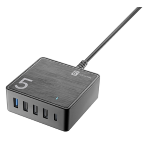 CELLULARLINE Caricabatteria da Tavolo 60W DESK CHARGER con 5 Ingressi USB e 1 Ingresso Type-C - Nero