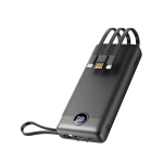 VEGER Power Bank C20 da 20000mAh con Cavo Integrato Type-C, Lightning e MicroUsb - Nero