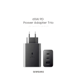 SAMSUNG Kit EP-T6530 Caricabatteria da Casa 65W TRIO con 2x Ingressi Type-C e 1x USB-A - Nero